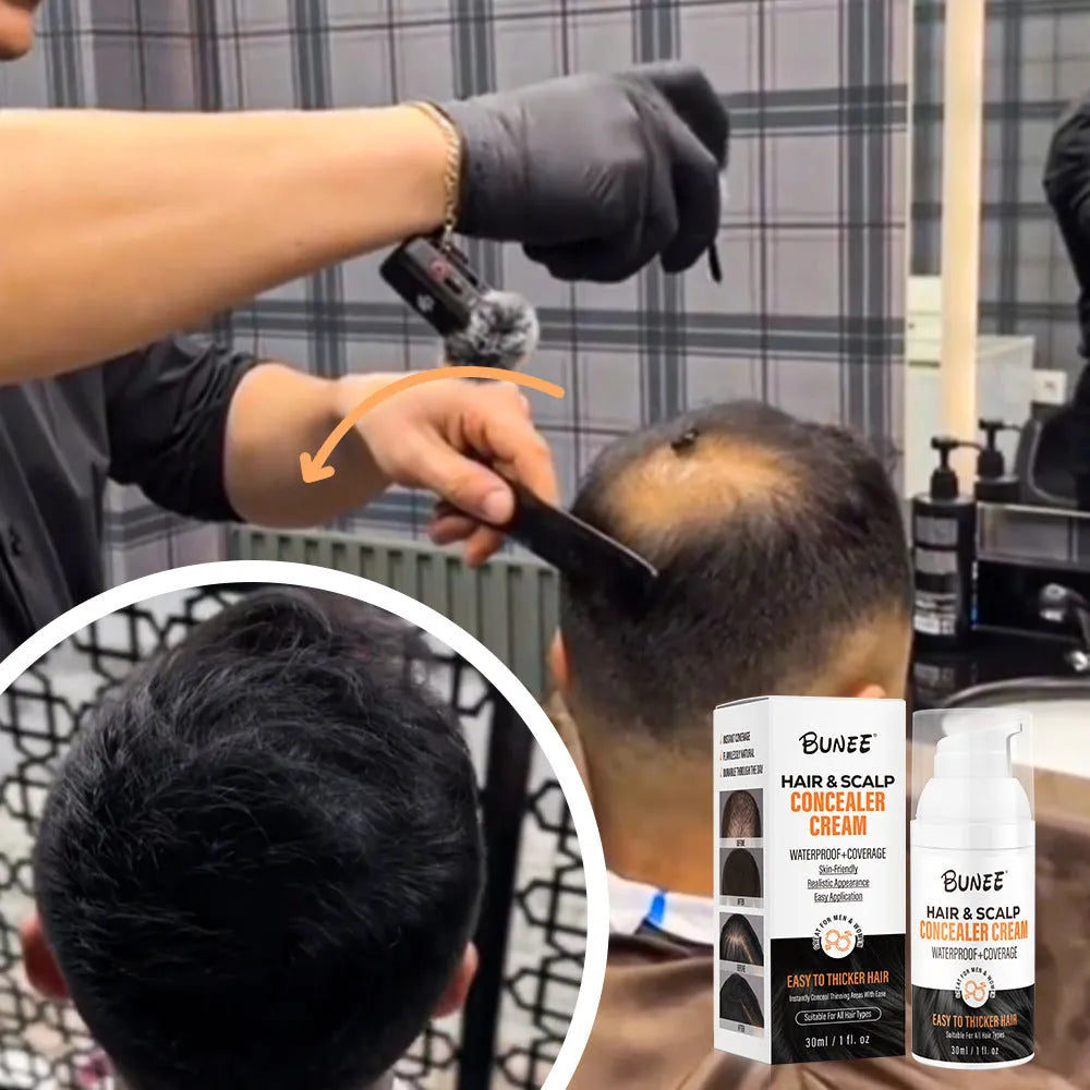 30 ml scalp concealer pomade container with applicator for thinning hair coverage.