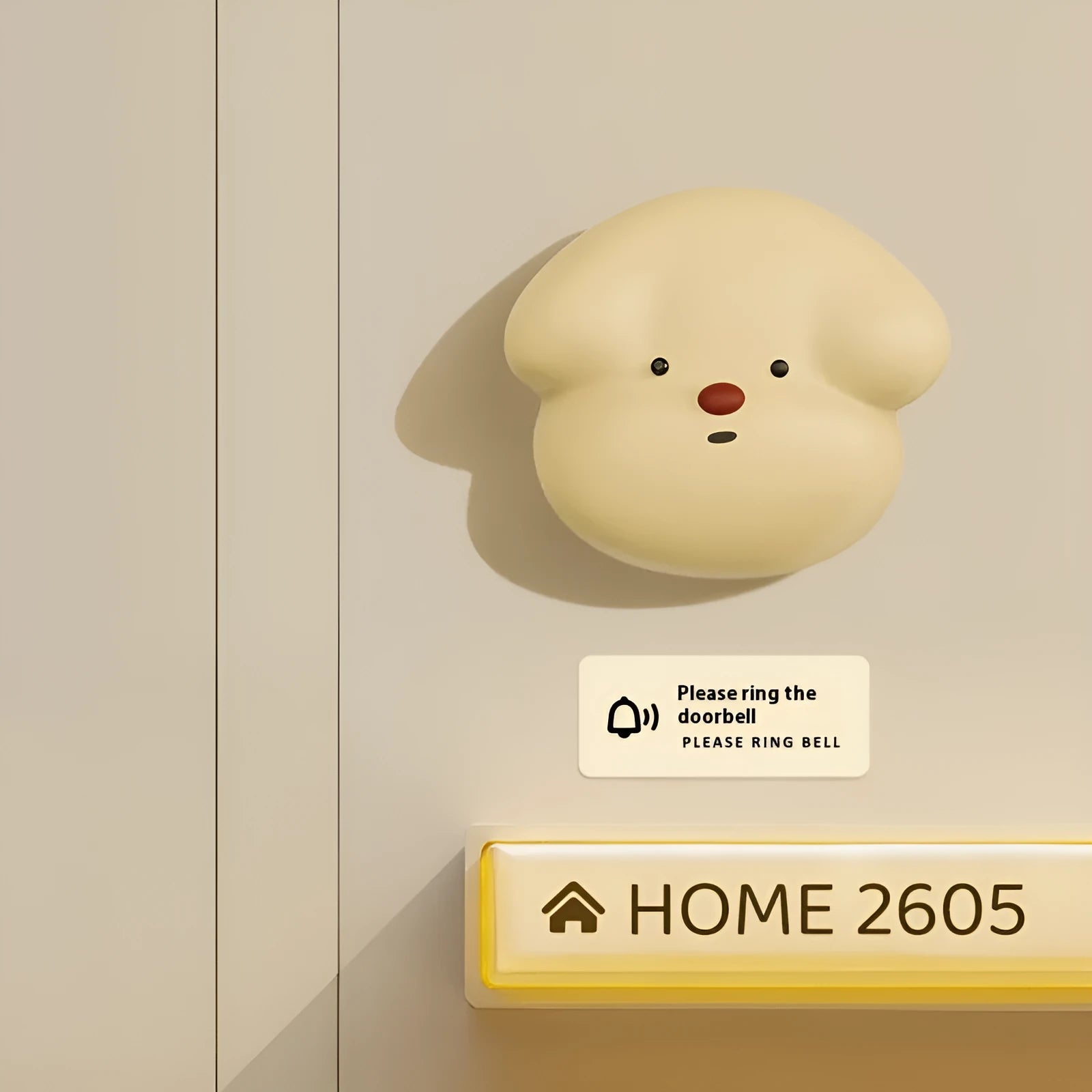 Wireless plug-in doorbell unit in milky yellow or white finish for household use