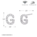Pair of 925 silver English letter ear studs with electroplated gold or platinum colour finish for women