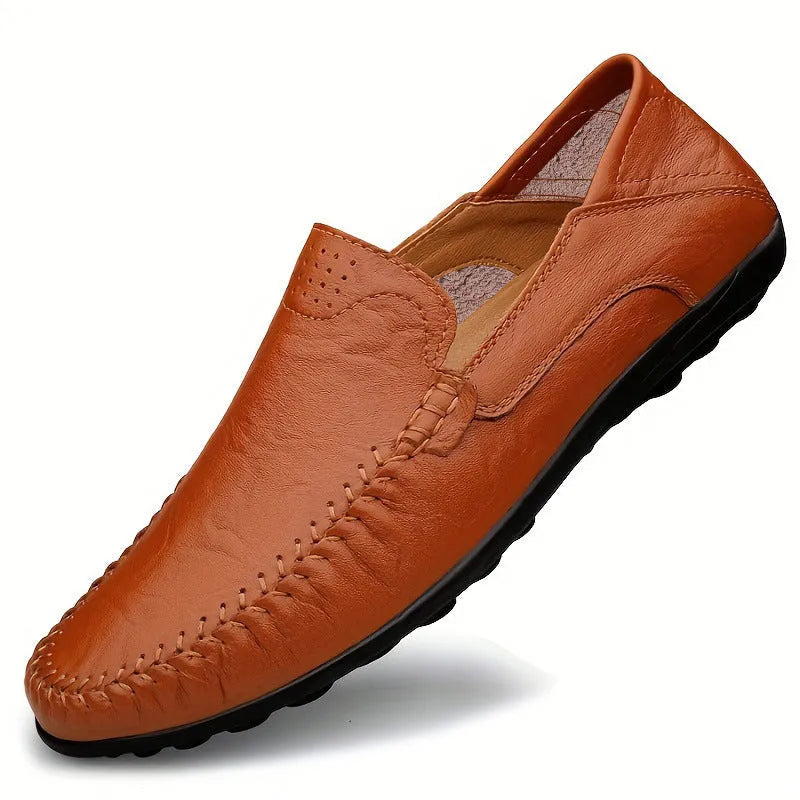 Men's cowhide leather business casual shoes with flat heel and round toe design in multiple colour options