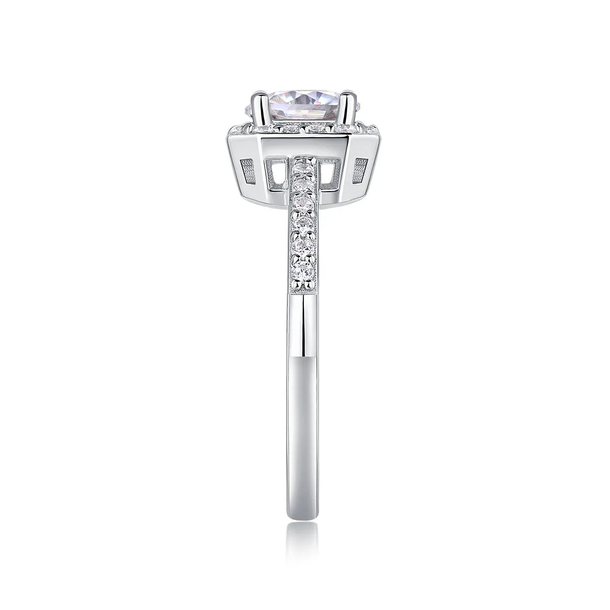 1 carat moissanite wedding ring set in S925 silver with platinum plating and gift box