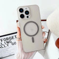 Frosted magnetic PC phone case for iPhone in transparent pink colour with full coverage design