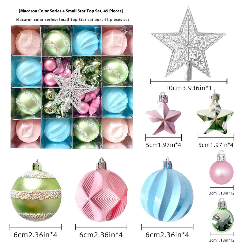 Christmas tree pendant decorations in macaron candy design, painted plastic, WW-24, 34, 58 or 80 candy pack set