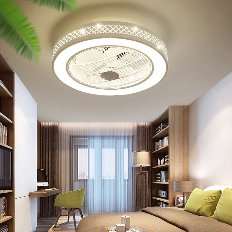 55cm pastoral ceiling fan with invisible blades and chandelier LED lighting for living room