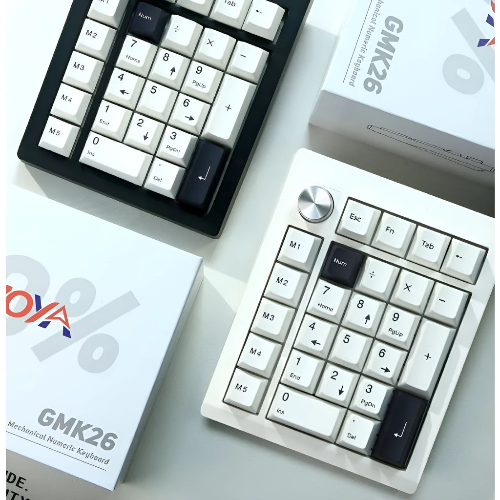 Black or white wireless mechanical numeric keyboard with Bluetooth connection for computer and laptop data entry