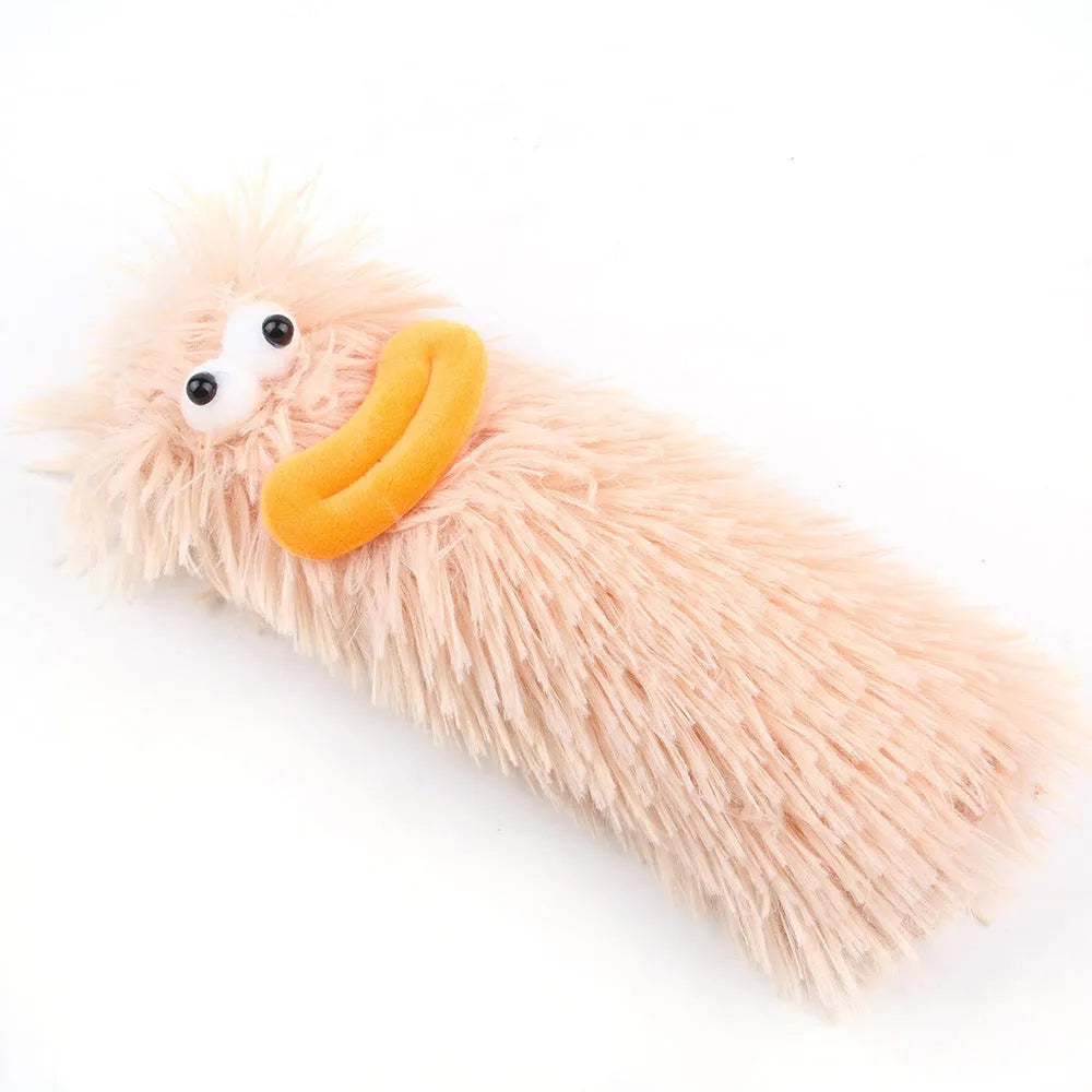 Colourful cat pillow toy with plush material and crinkle sound feature for indoor feline play