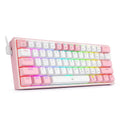 White pink K617 wired mechanical keyboard with RGB backlighting and dual-shot keycaps