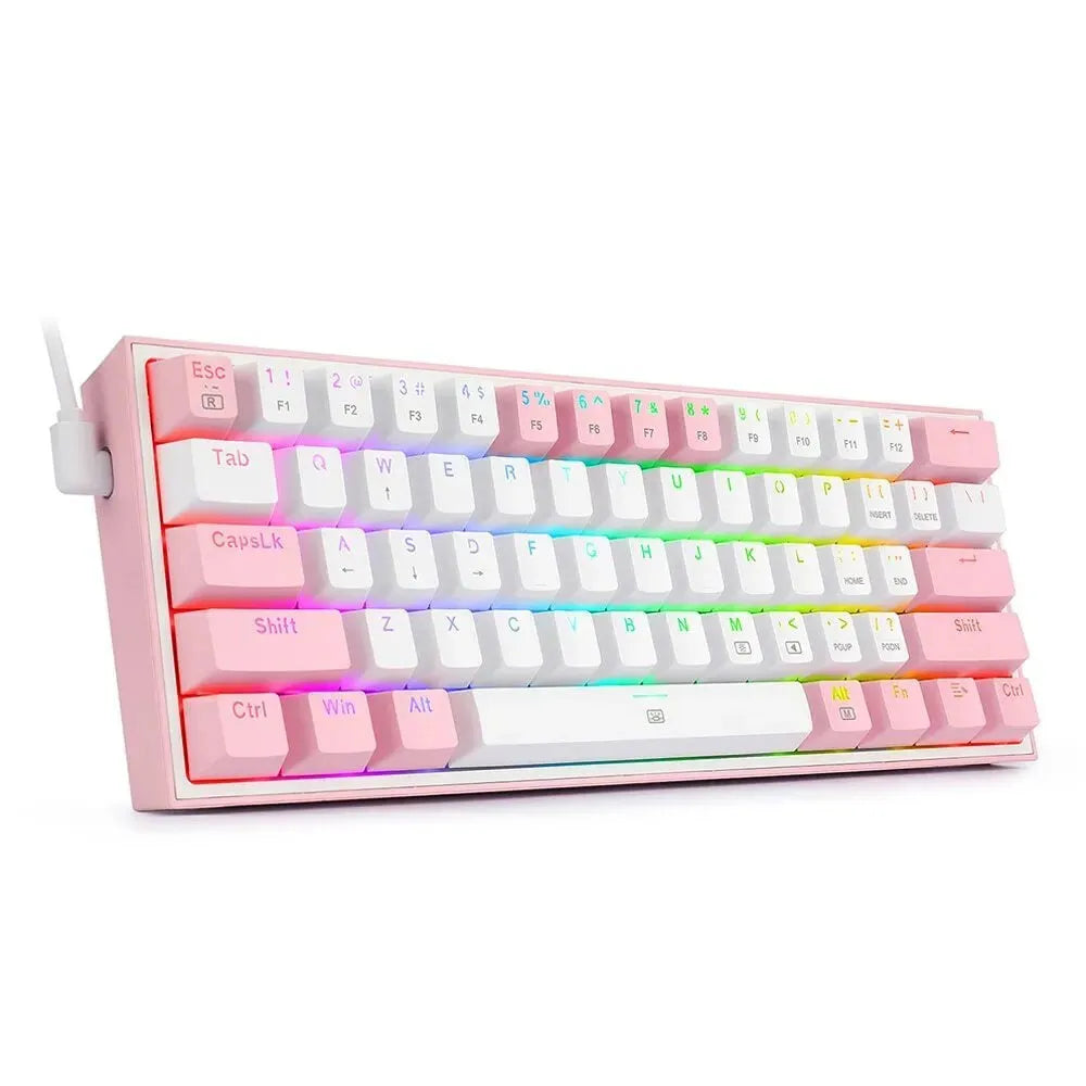 White pink K617 wired mechanical keyboard with RGB backlighting and dual-shot keycaps