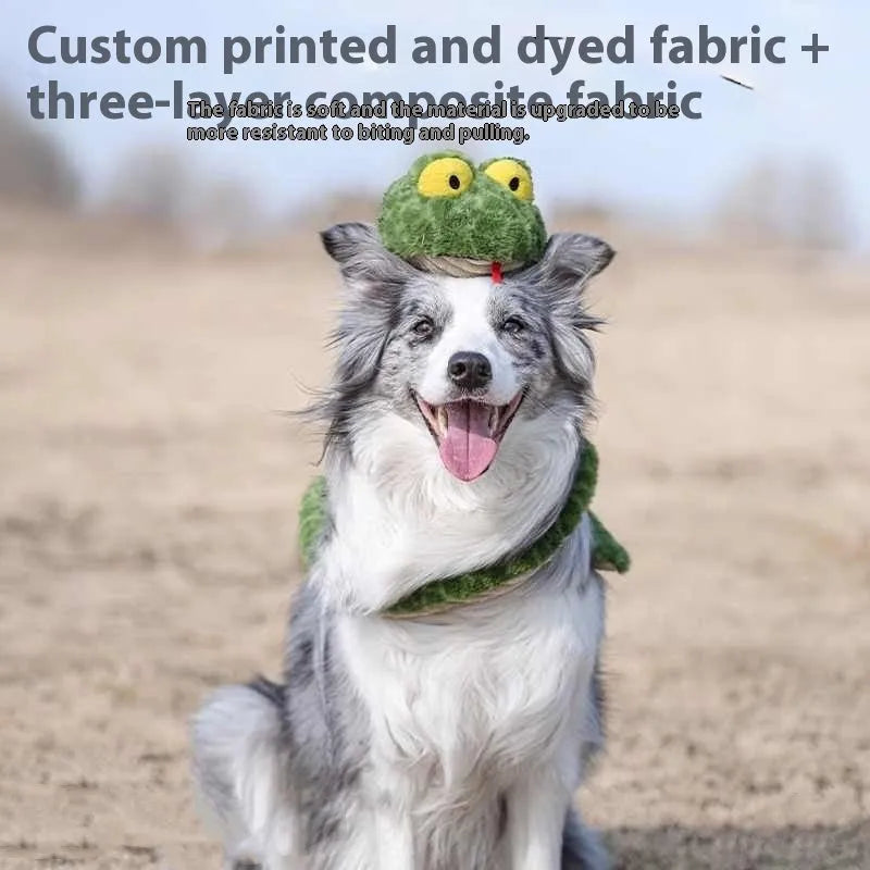 Plush dog molar toy with sound in green or purple, soft chew toy for general dog use