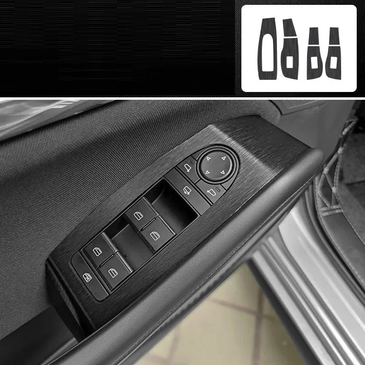 Car interior modification sticker kit for dashboard and centre console customisation with carbon fibre pattern
