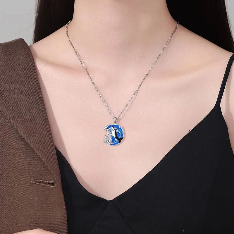 Shark pendant necklace with copper electroplated finish and cross chain design