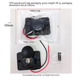 Black 12V to 5V USB car charger with two mounting screws for vehicle installation.