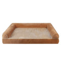 Blue sponge square dog bed for large breeds on a wooden floor