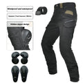 Motorcycle waterproof cycling trousers with belt and protective gear in black or green colour options