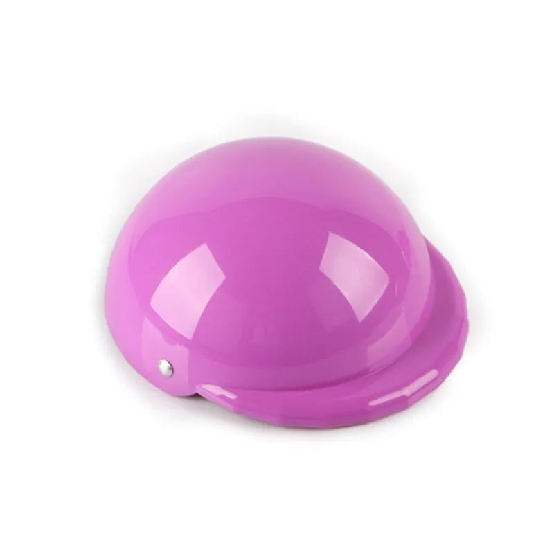 Plastic dog motorcycle helmet in solid colour with three size options for small medium large dogs