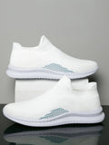 Men's low-top Flyknit popcorn stitch casual sneaker in blue, shown from the side.