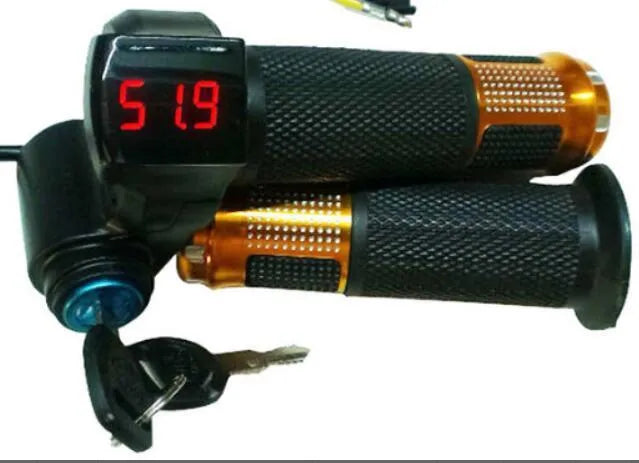 Electric vehicle handlebar section body in blue red silver yellow with PC ABS material and 5-core wire