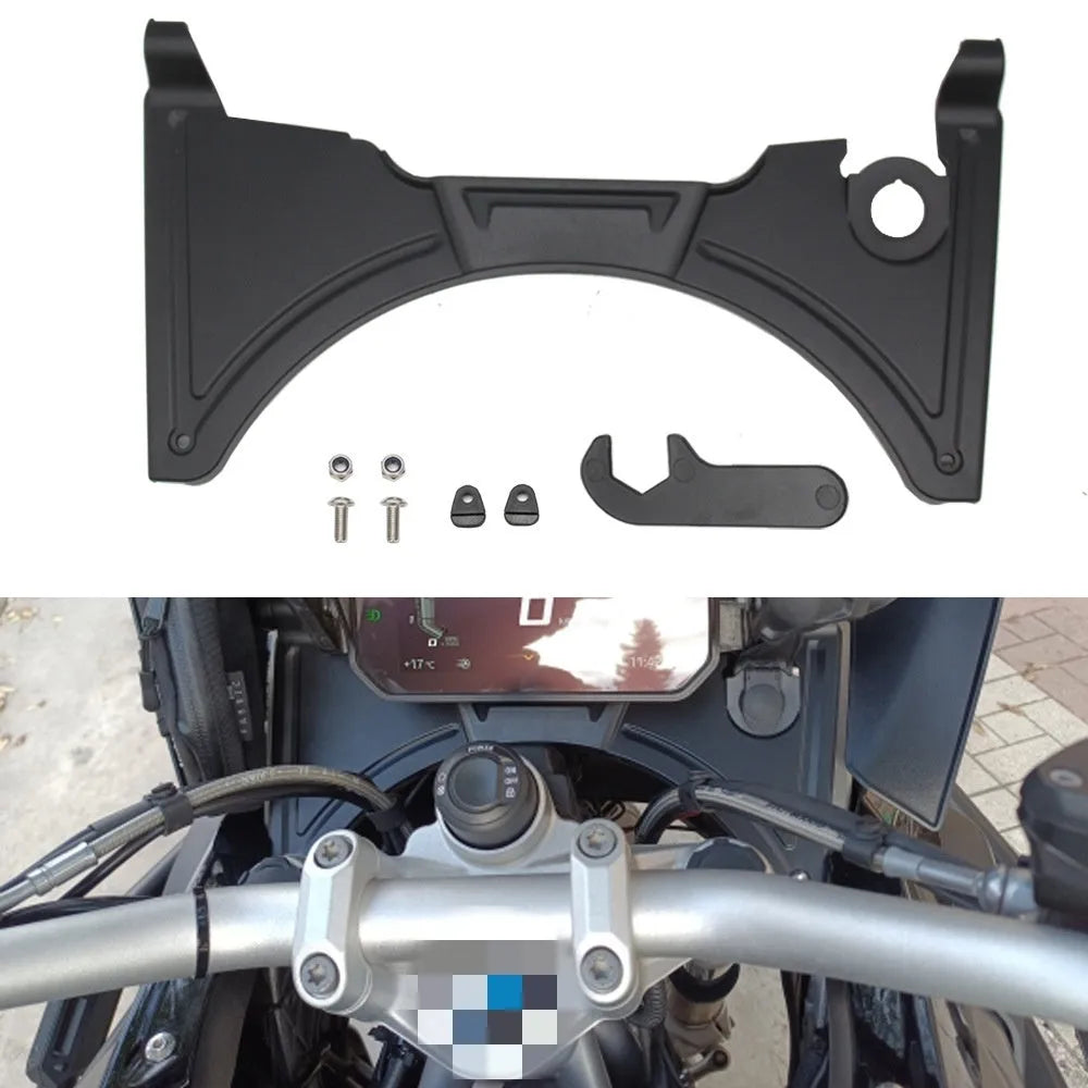 Black motorcycle cockpit fairing accessory for BMW R1250GS and R1200GS LC models