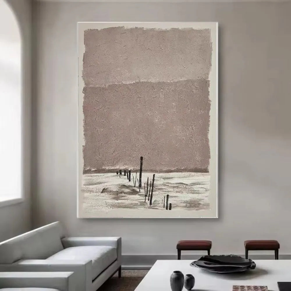 Handmade abstract oil painting on canvas, rolled and unframed, vertical one-panel wall art for living room or bedroom