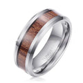 U-shaped men's ring in Ugyen with an 8mm wide band, shown in rose gold and steel colour finishes.