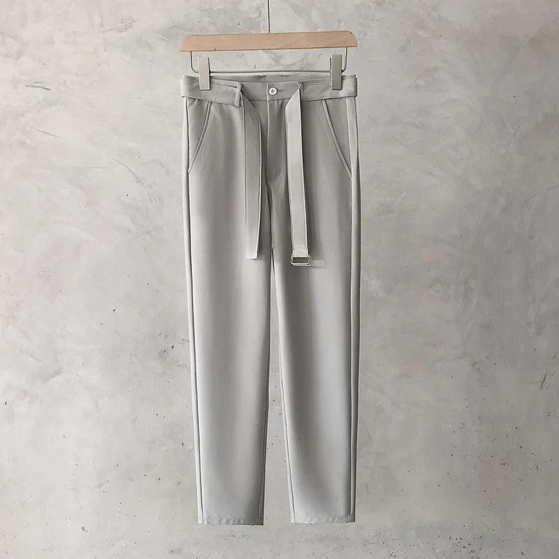 Boys slim straight wool trousers in a tapered cut with a straight leg opening.