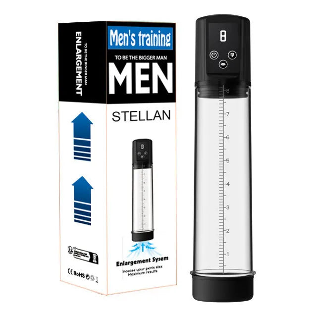 Men's electric penis pump for vacuum stretching exercises with ABS and TPE construction