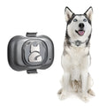 Black ABS pet GPS locator with hanging rope showing data cable connection and waterproof housing for animal tracking
