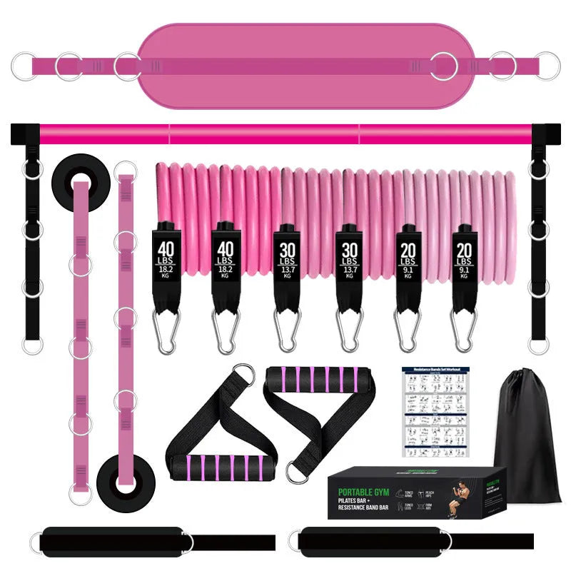 Black TPE 180 lb full suit elastic rehabilitation training household set with yoga fitness kit