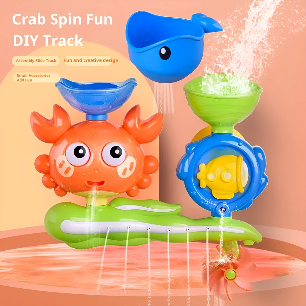 Children's crab turntable water cup bath toy in red or yellow, plastic, 275g colour box, for infants 0-2 years.