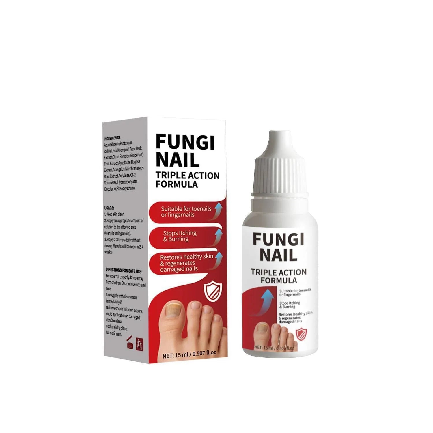 15ml bottle of anti-fungal nail repair solution with brush applicator for nail treatment