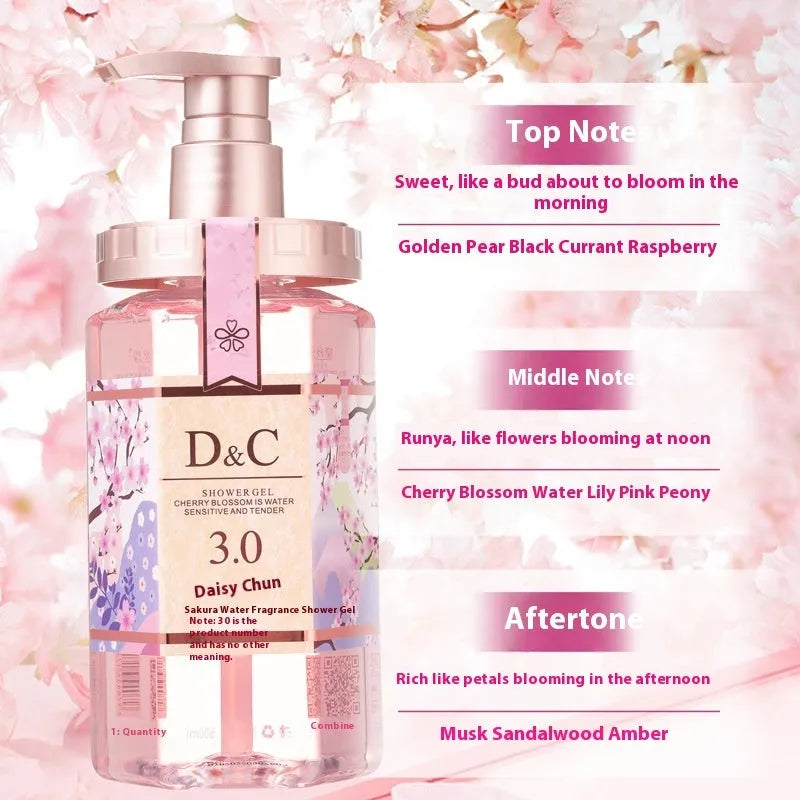 Sakura shampoo, conditioner and shower gel set, three 500ml bottles with cherry blossom design