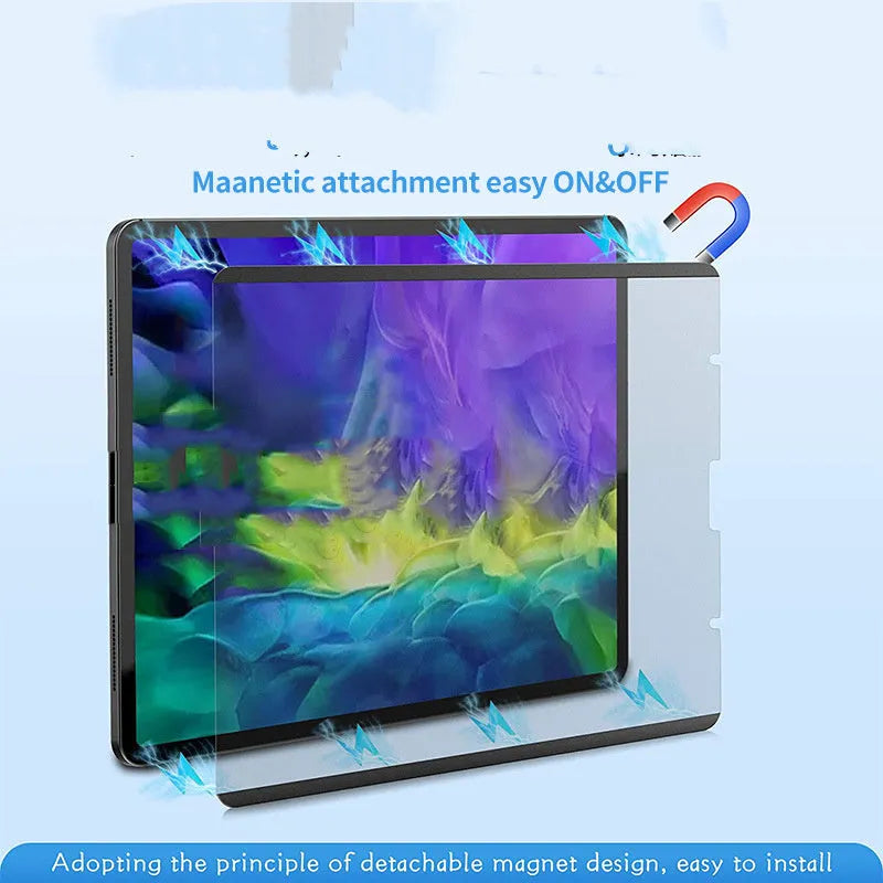 Flat frosted magnetic PET screen film for iPad Pro 11 inch with matte anti-glare surface and magnetic edges