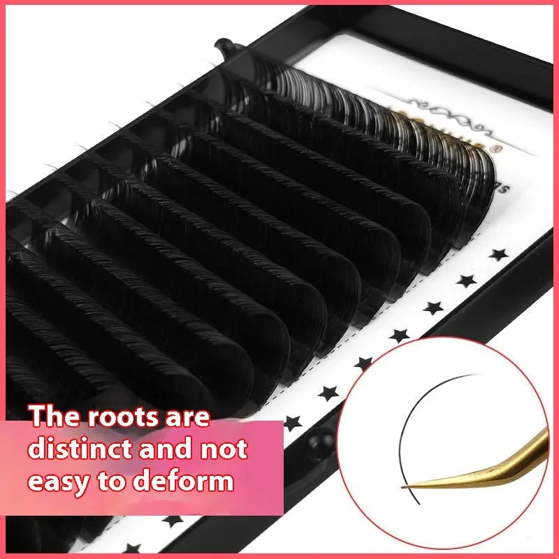 16-row dense false eyelashes with mink hair construction showing length variations from 8mm to 18mm