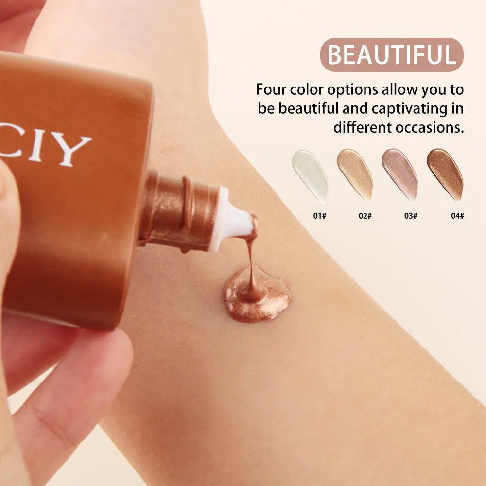 30ml bottle of body brightening contour liquid for face and body in four shade options