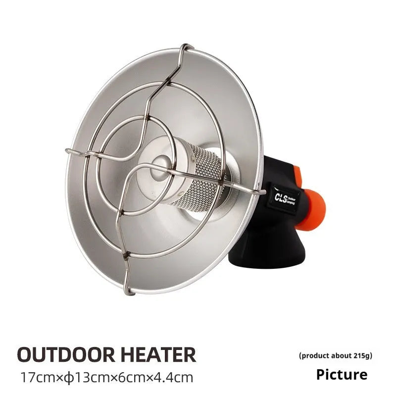 Black and orange portable outdoor heating stove with automatic ignition for camping