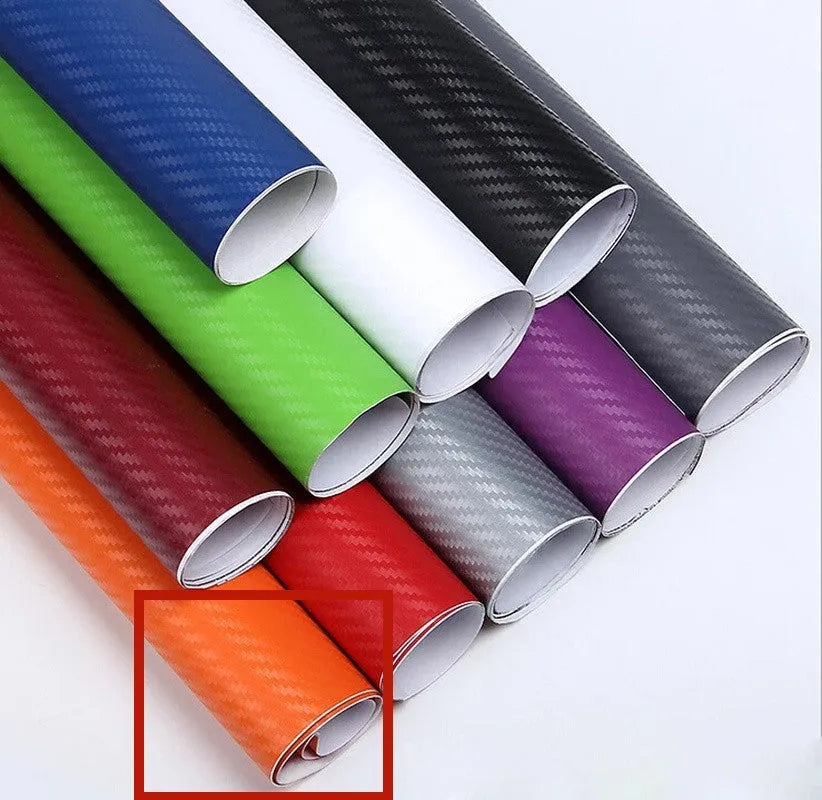 Roll of 3D carbon fibre car sticker in multiple colour options for vehicle interior and exterior decoration
