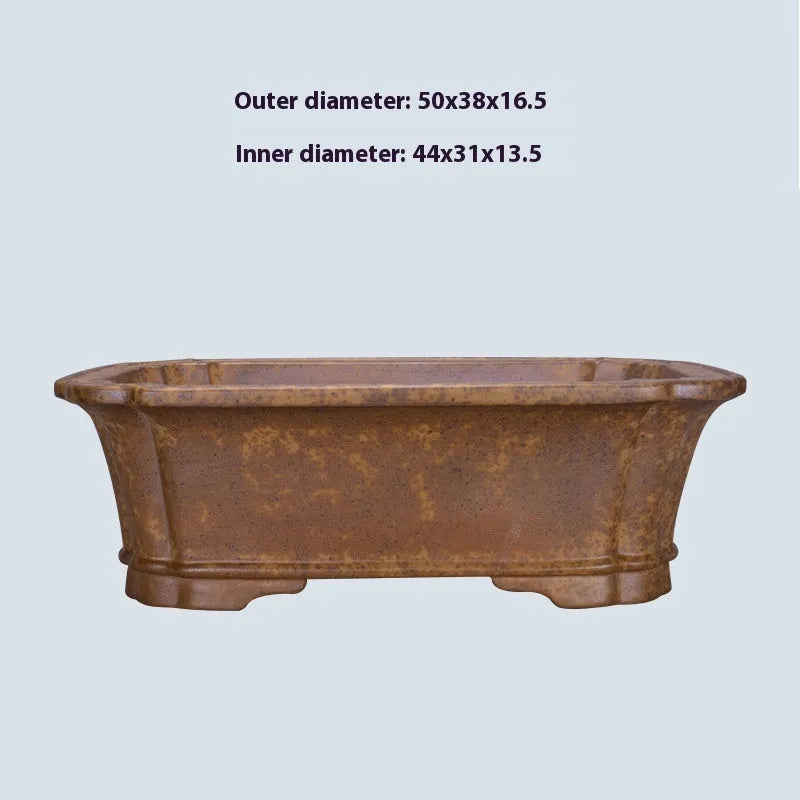 Purple sand rectangular flowerpot with handmade double pumping angle design