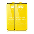 Black-bordered tempered glass screen protector for Xiaomi phones on a white background.