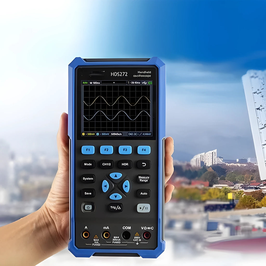 Owon HDS272 handheld digital oscilloscope with probe and accessories for auto repair