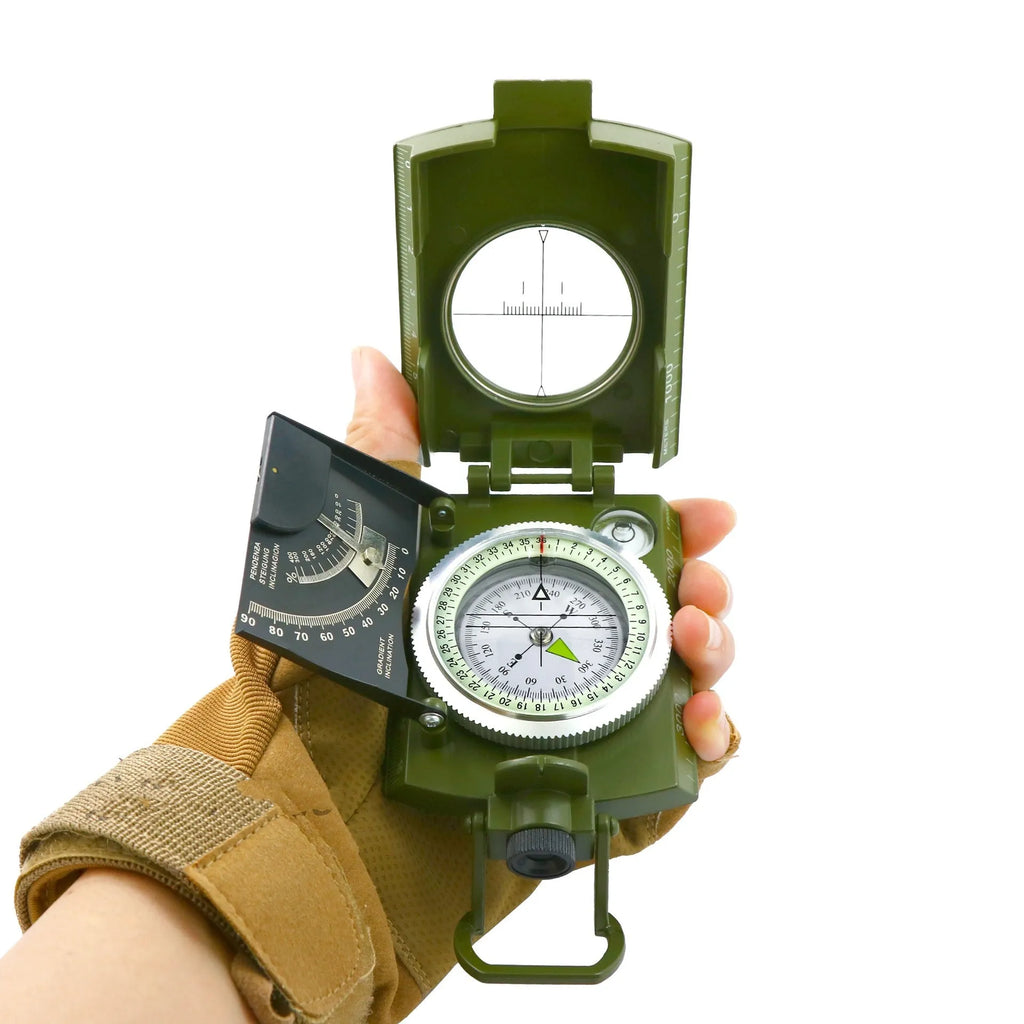 K4074 metal outdoor compass with hanging rope showing dimensions and construction details