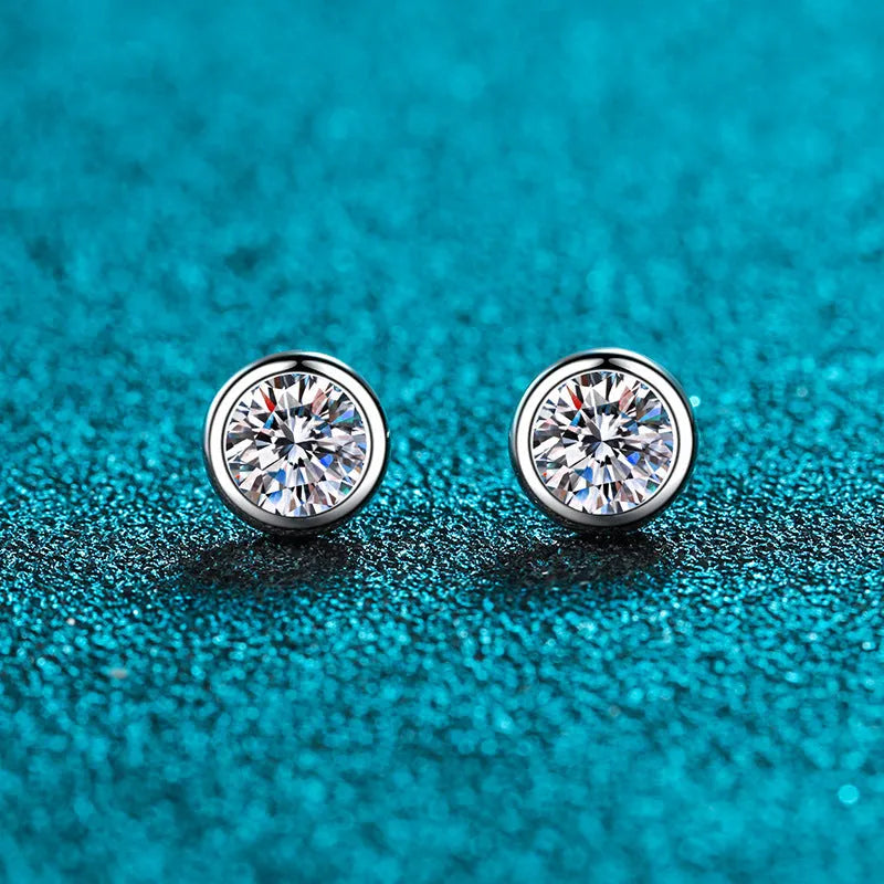 925 sterling silver Pt950 gold plated women's earrings with moissanite or zircon stones in geometric design