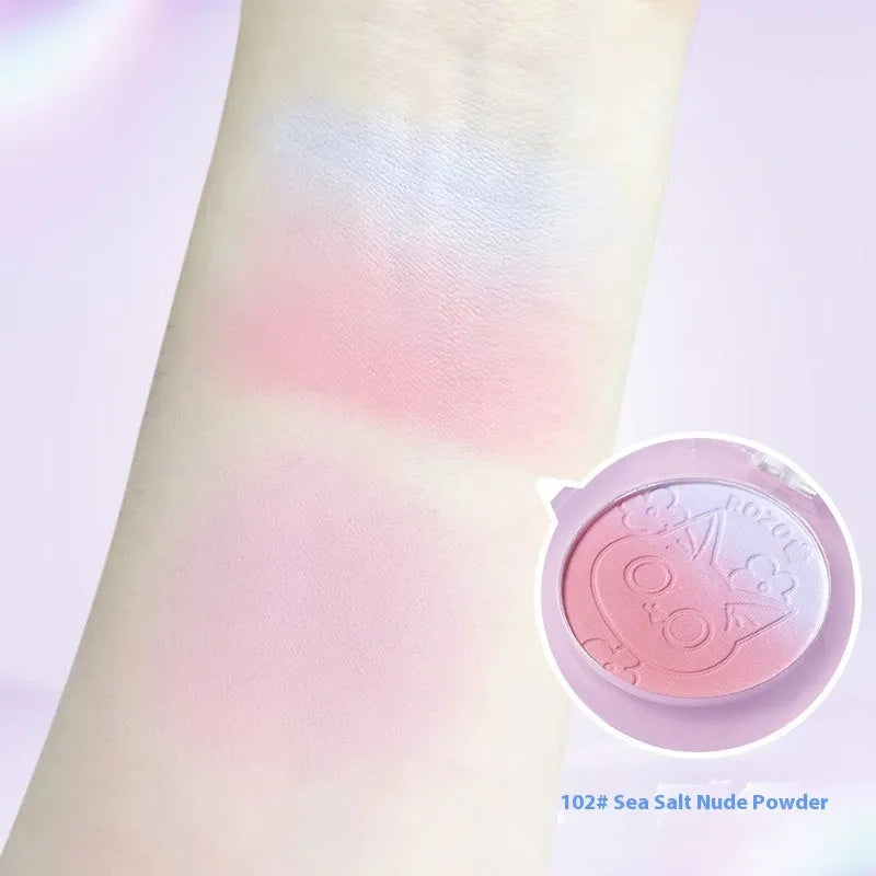 Two-tone gradient matte blusher plate in shades 101 to 104, with optional brush set.