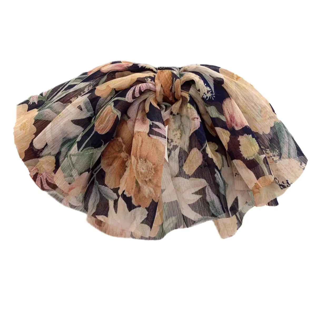 Floral bow chiffon tulle hair band in pink or navy blue for women, retro style cloth hair accessory