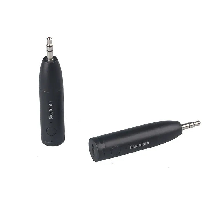 Black car AUX Bluetooth audio receiver for wireless music streaming and hands-free calls