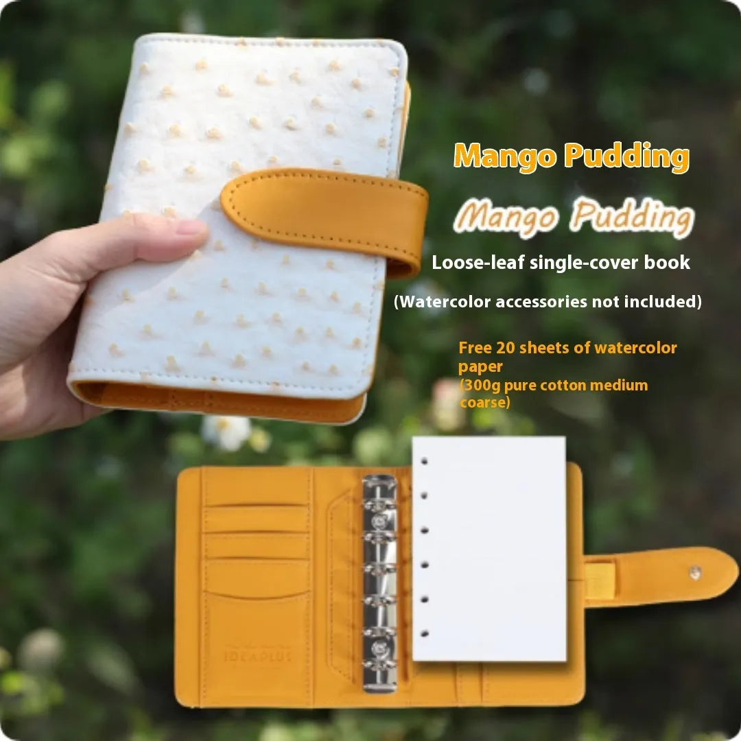 A7 miniature loose-leaf watercolour book showing replaceable page design and colour options