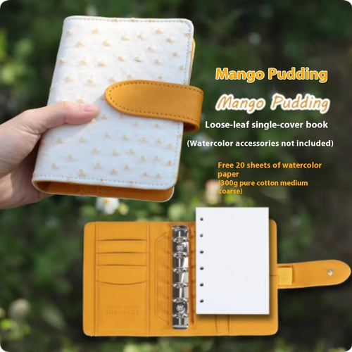 A7 miniature loose-leaf watercolour book showing replaceable page design and colour options