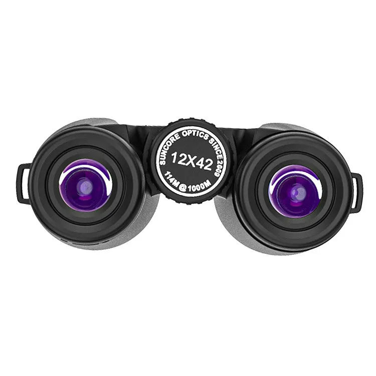 Black 12x42 binoculars with high power HD view for outdoor sport and travel