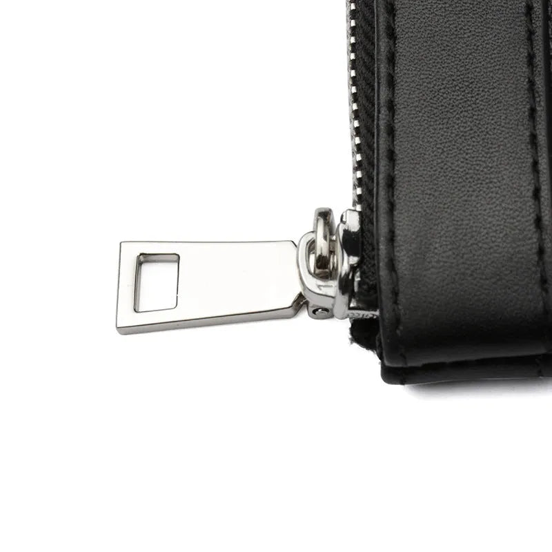 Black men's leather clutch wallet made from first layer cowhide measuring 20x10cm