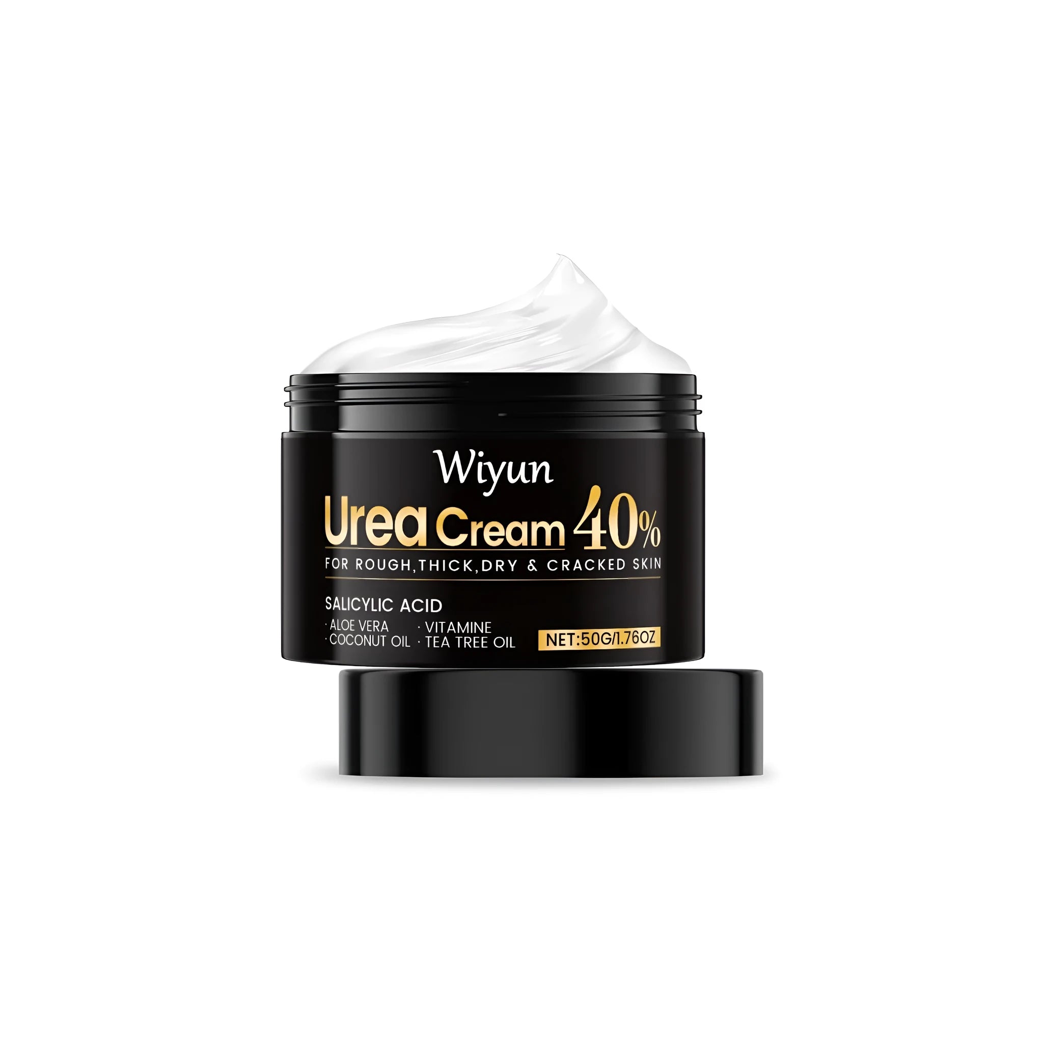 50g pot of urea hand and foot cream for rough, dry skin.