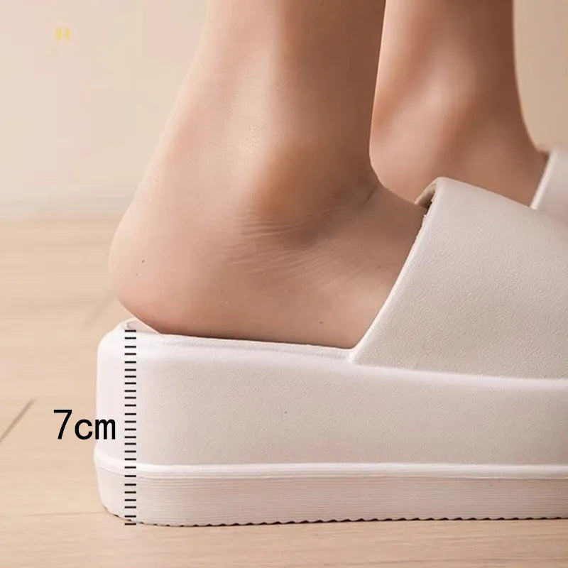Women's 7cm heel EVA slippers in solid colour, non-slip sole for home and garden